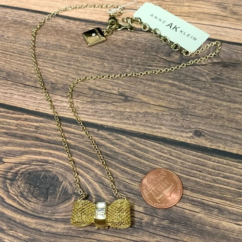 Anne Klein Gold Mesh Bow Necklace‎